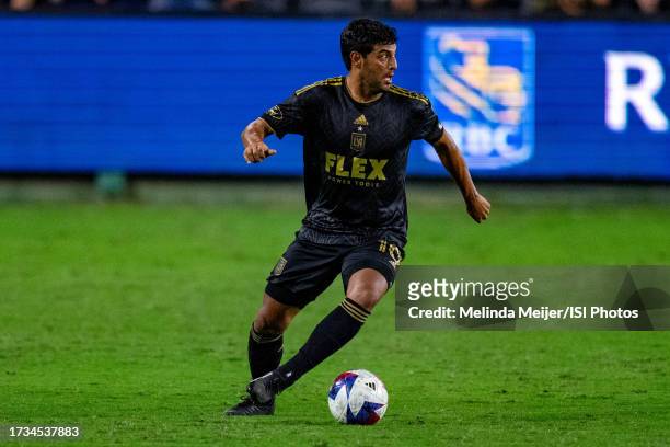 Carlos Vela of LAFC dribbles the ball during the match between LAFC and Minnesota United during a game between Minnesota United FC and Los Angeles FC...