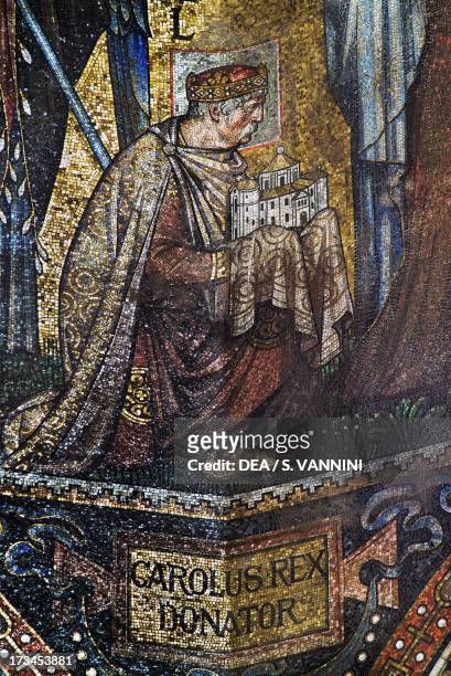 Charlemagne, mosaic, Palatine Chapel , Aachen Cathedral , Rhineland-Westphalia, Germany.