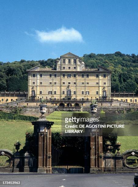 Facade of Villa Aldobrandini , design by Giacomo della Porta , Carlo Maderno and Giovanni Fontana, Frascati, Lazio, Italy.