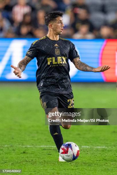 Christian Olivera of LAFC dribbles the ball during the match between LAFC and Minnesota United during a game between Minnesota United FC and Los...