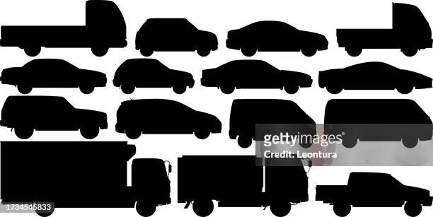 fahrzeug-silhouetten - auto silhouette stock-grafiken, -clipart, -cartoons und -symbole