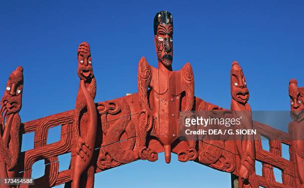 Maori carvings, Waitangi, Bay of Islands, New Zealand.
