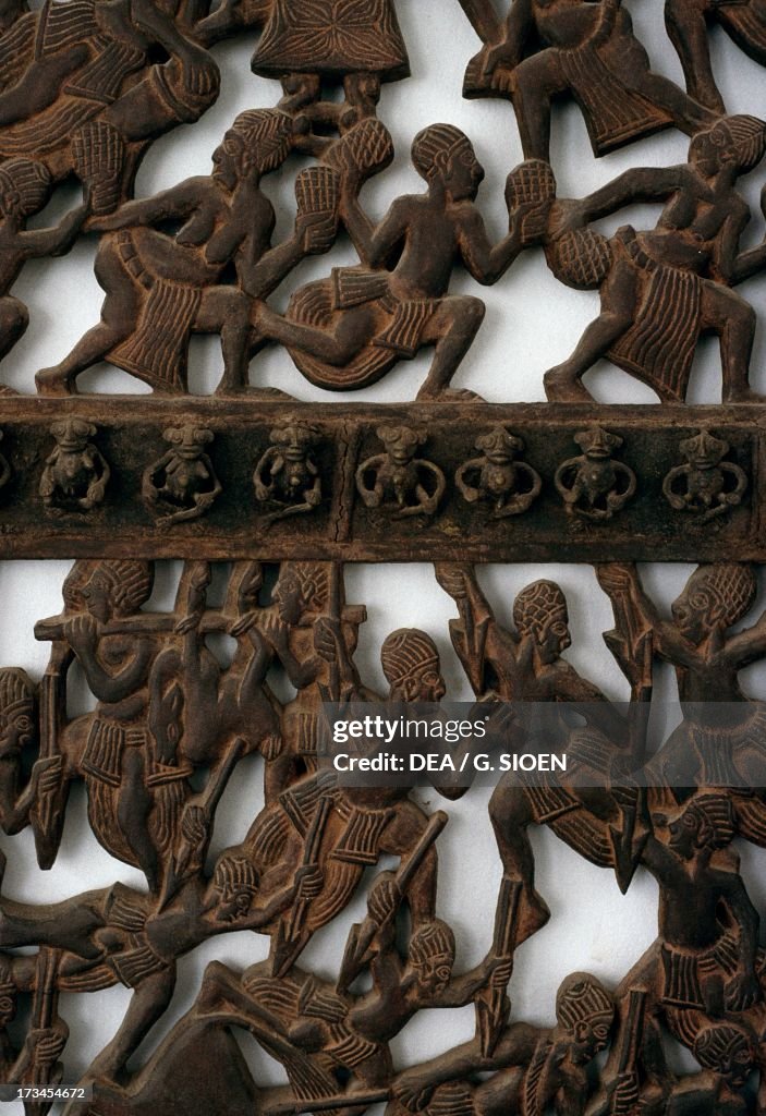 Openwork carved wooden panel...
