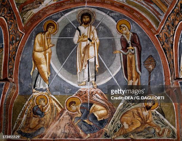 Transfiguration, Byzantine fresco , Karanlik Kilise , Goreme , Cappadocia, Turkey.