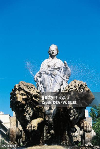Fountain dedicated to the goddess Cybele , Cibeles Place, Madrid, Spain.