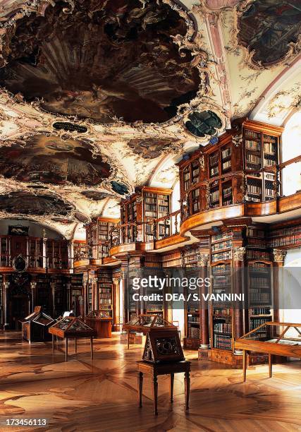 Hall of Stiftsbibliotek, Abbey of St Gallen , canton St Gallen, Switzerland.