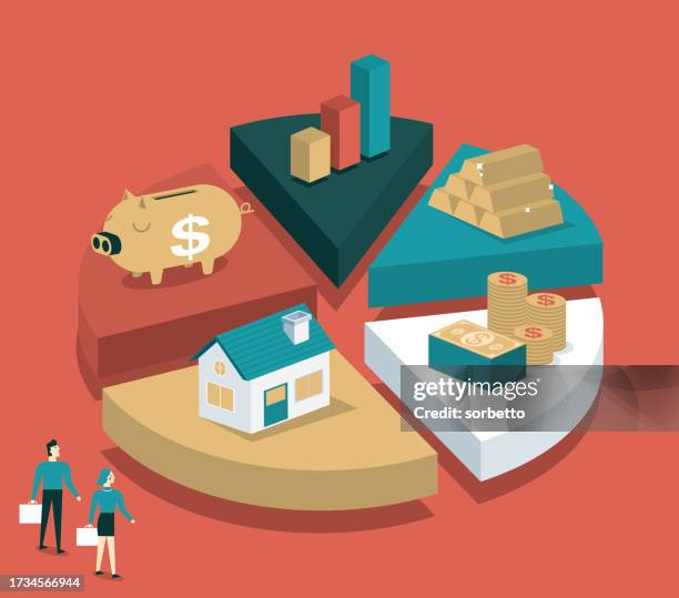 bildbanksillustrationer, clip art samt tecknat material och ikoner med asset allocation, investment - investering