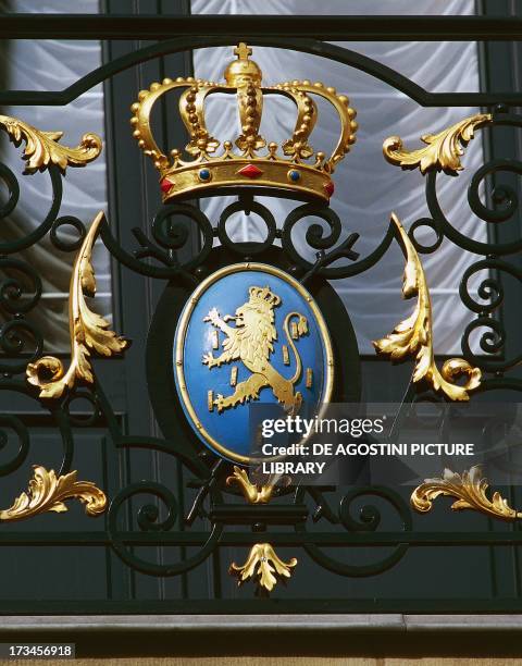 Coat of arms with rampant lion and crown, Grand Ducal Palace , Luxembourg City, Luxembourg.