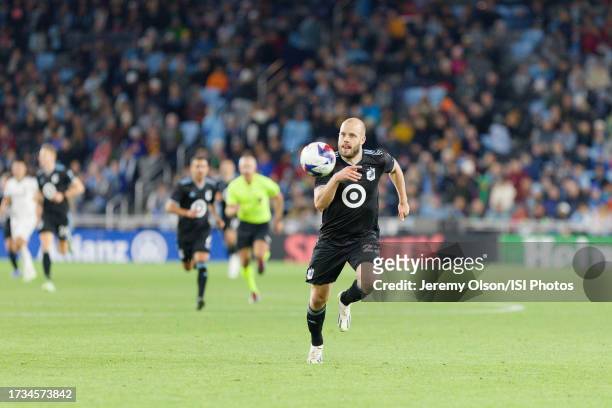 Teemu Pukki of Minnesota United FC chases down the ball during a game between Los Angeles FC and Minnesota United FC at Allianz Field on October 7,...