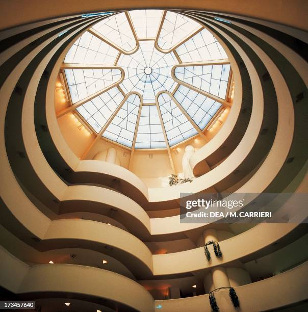The spiral ramp inside the Solomon Guggenheim Museum , designed by Frank Lloyd Wright , Manhattan, New York, New York, United States.