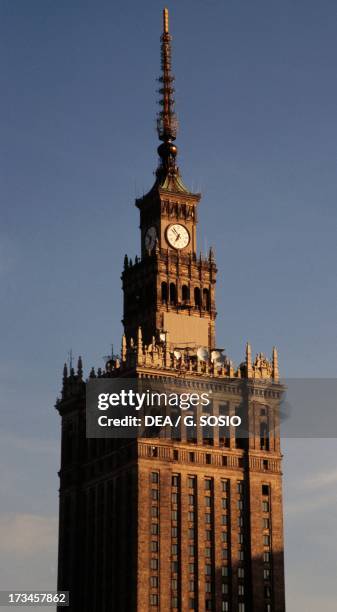 View of the Palace of Culture and Science , design by Lev Rudnev , Warsaw, Mazowieckie, Poland.