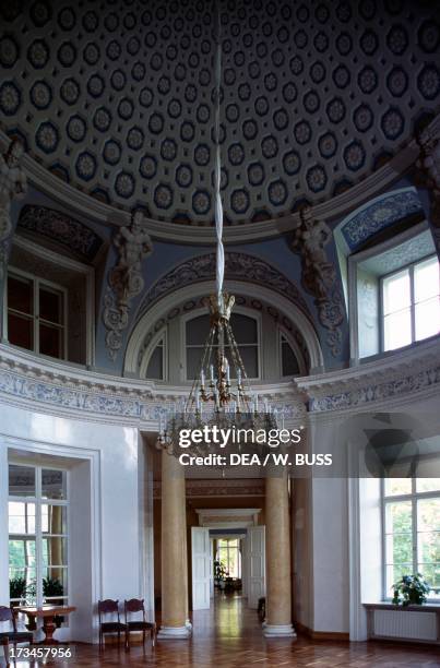 Interior of Mezotne Palace , design by Giacomo Quarenghi and Johann Gottfried Adam Berlitz, near Bauska, Zemgale, Latvia.