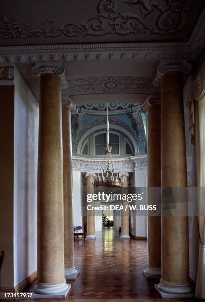 Interior of Mezotne Palace , design by Giacomo Quarenghi and Johann Gottfried Adam Berlitz, near Bauska, Zemgale, Latvia.