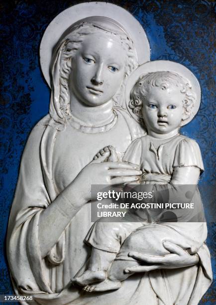 Madonna di Santa Maria Nuova, 1445-1460, by Luca della Robbia , glazed terracotta relief, 63x50 cm. Italy, 15th century. Florence, Museo Nazionale...