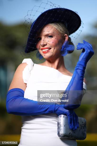 Stacey Hemera Roberts attends TAB Everest Day at Royal Randwick Racecourse on October 14, 2023 in Sydney, Australia.