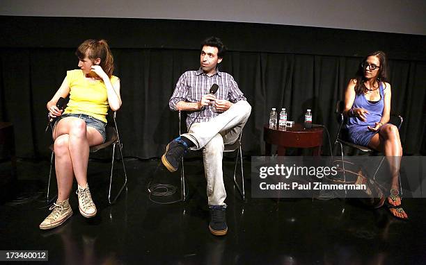 Kate Lyn Sheil, Alex Karpovsky and Paola Mendoza attend the Sundance Institute NY Short Film Lab at BAM Rose Cinemas on July 14, 2013 in the Brooklyn...