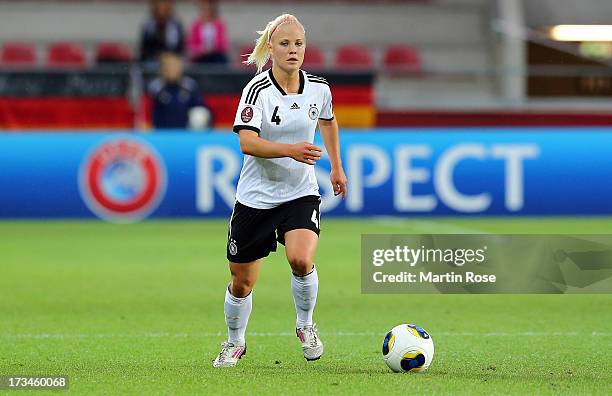 Leonie Maier of Germany runs with the ball during the UEFA Women's Euro 2013 group B match between Iceland and Germany at Vaxjo Arena on July 14,...