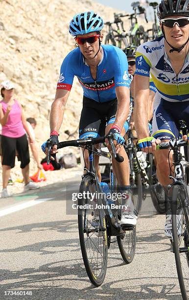 David Millar of Great Britain and Team Garmin-Sharp in action during stage fifteen of the 2013 Tour de France, a 242.5KM road stage from Givors to...