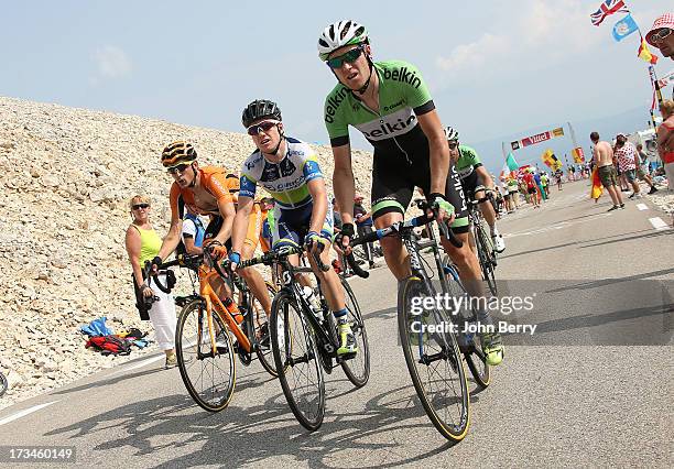 Lars-Peter Nordhaug of Norway and Team Belkin Pro Cycling, Simon Clarke of Australia and Team Orica GreenEdge, Juan Jose Oroz of Spain and Team...