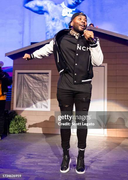Kevin Gates performs at Michigan Lottery Amphitheatre on October 13, 2023 in Sterling Heights, Michigan.