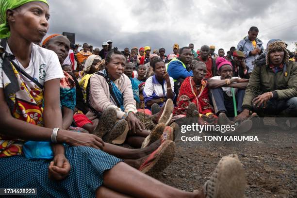 Victims of British Army Training Unit in Kenya training activities and their families attend a meeting with their legal representatives and civil...