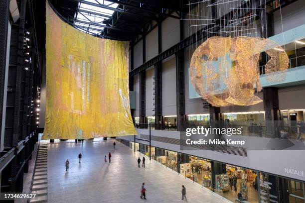 Interior view of the Turbine Hall at Tate Modern gallery of contemporary art where the latest in the series of Hyundai Commission: Behind the Red...