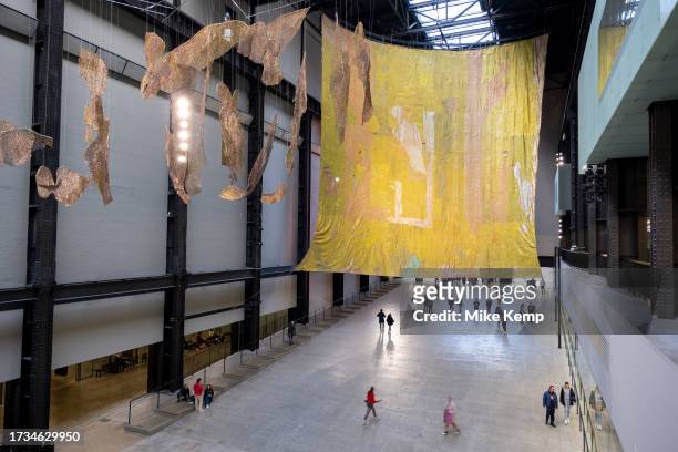 Interior view of the Turbine Hall at Tate Modern gallery of contemporary art where the latest in the series of Hyundai Commission: Behind the Red...