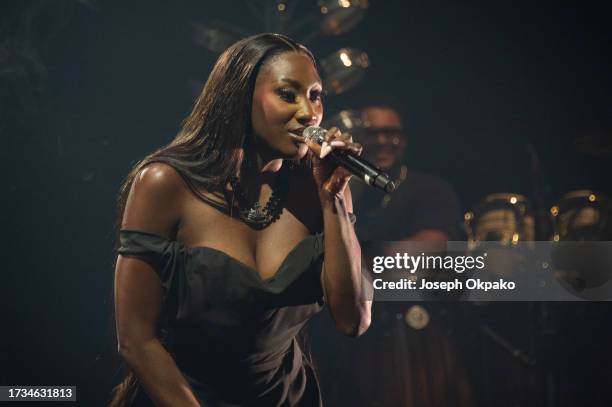 Aya Nakamura performs at OVO Arena Wembley on October 13, 2023 in London, England.