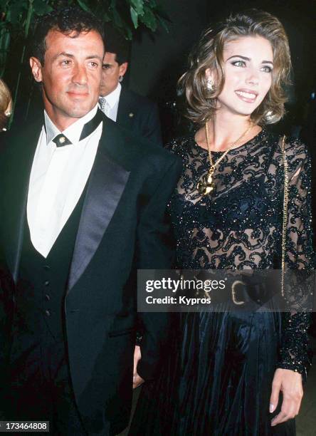 Actor Sylvester Stallone with his partner Jennifer Flavin, circa 1995.