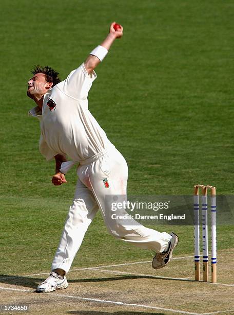 Mark Harrity of the Redbacks in action during the Pura Cup match between the Queensland Bulls and Southern Redbacks at the Gabba in Brisbane,...