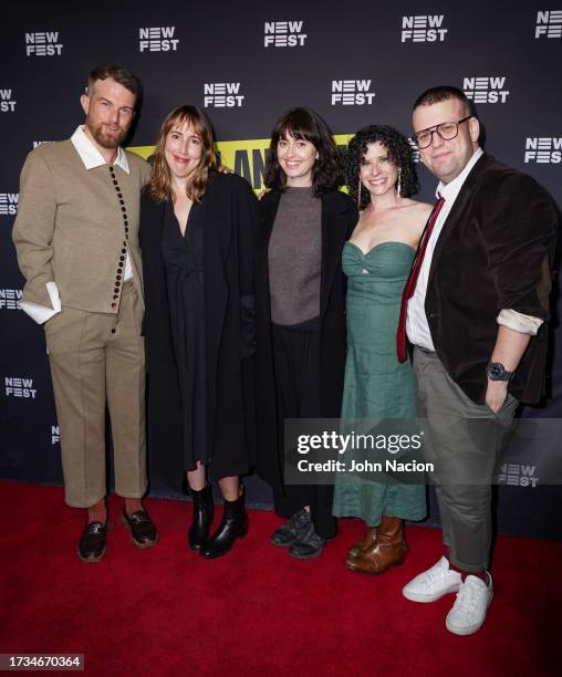 Tristan Scott-Behrends, Rhianon James, Hannah Pearl Utt, Kate Geller and Ross Shenker attend the "Cora Bora" Premiere at SVA Theater during the...