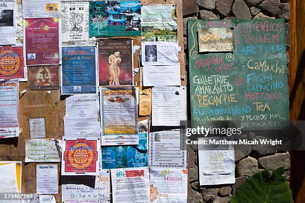 a local notice board in san marcos - san pablo la laguna stock pictures, royalty-free photos & images