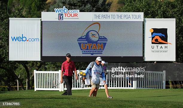 Steven Alker of New Zealand approaches the 18th green during the final round of the Utah Championship Presented by Utah Sports Commission at Willow...