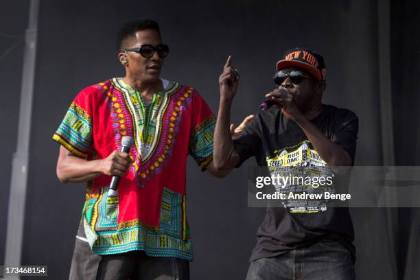 Tip and Phife Dawg of A Tribe Called Quest perform on stage on Day 3 of Yahoo Wireless Festival 2013 at Queen Elizabeth Olympic Park on July 14, 2013...