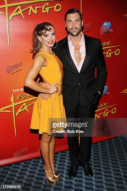 Maksim Chmerkovskiy and Karina Smirnoff attend "Forever Tango" Broadway Opening Night afterparty at Buca di Beppo on July 14, 2013 in New York City.