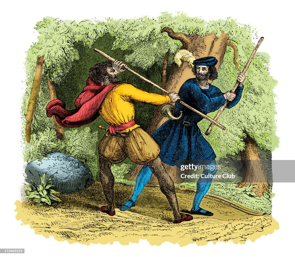 Robin Hood and the Tanner - quarterstaff