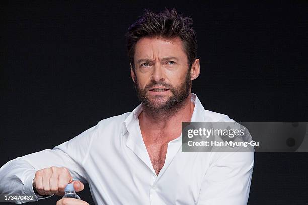 Actor Hugh Jackman attends 'The Wolverine' press conference at Grand Hyatt Hotel on July 15, 2013 in Seoul, South Korea. Hugh Jackman is visiting...