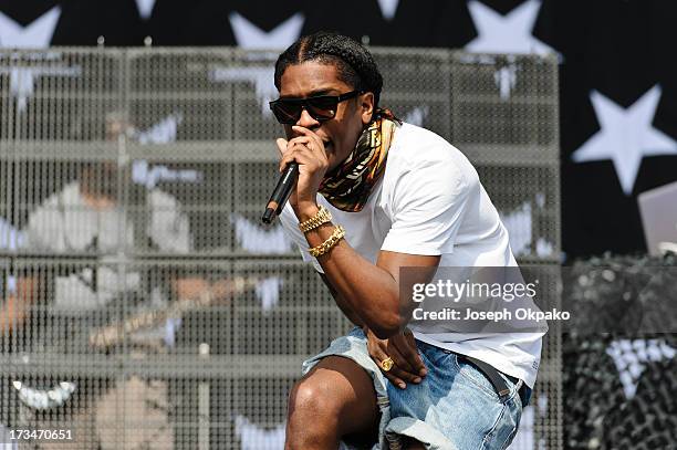 Rocky performs on day 3 of the Yahoo! Wireless Festival at Queen Elizabeth Olympic Park on July 14, 2013 in London, England.