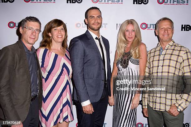 Filmmaker Jeffrey Friedman, Outfest Executive Director Kirsten Schaffer, actor Cheyenne Jackson, amfAR board member Regan Hofmann and filmmaker Rob...