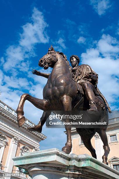 marcus aurelius, rome, italy - campidoglio foto e immagini stock