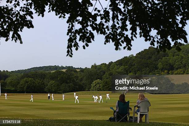 Guests enjoy an exclusive cricket day in the idyllic surroundings of the Getty family estate at Wormsley, Buckinghamshire on July 12, 2013 in...