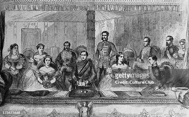 Edward VII and Queen Alexandra - at the Italian Opera, Covent Garden, 1863. Also pictured: Prince Alfred and Princess Helena. Future Edward VII, King...