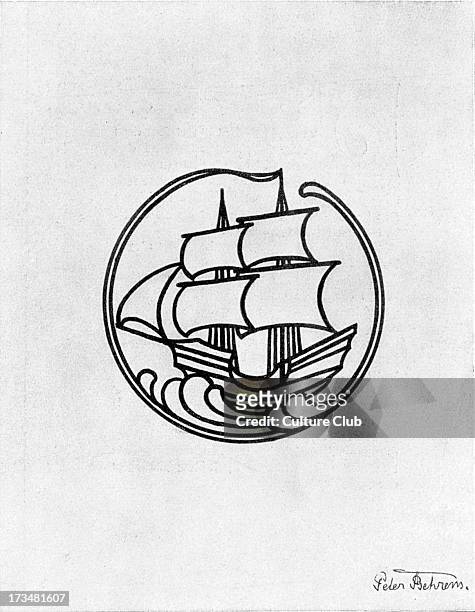 Emblem / logo of Die Insel in 1899 l by Peter Behrens - German literary and art magazine published in Munich from 1899 by Otto Julius Bierbaum,...
