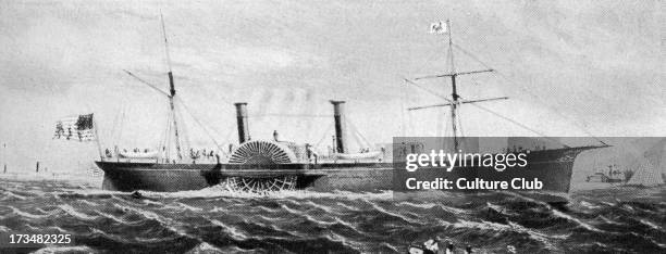 Mark Twain 's 'The Innocents Abroad' - picture of the steamship 'Quaker City' in which the Innocents made their journey.Mark Twain - American author,...