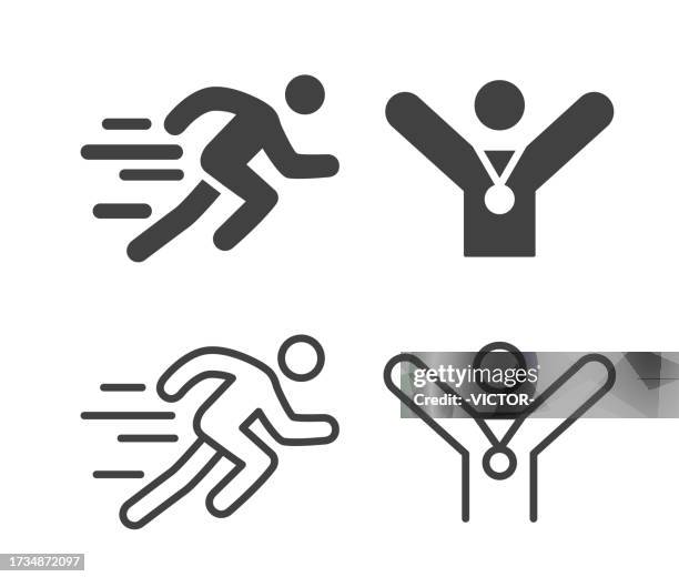 ilustraciones, imágenes clip art, dibujos animados e iconos de stock de rendimiento - iconos de ilustración - correr
