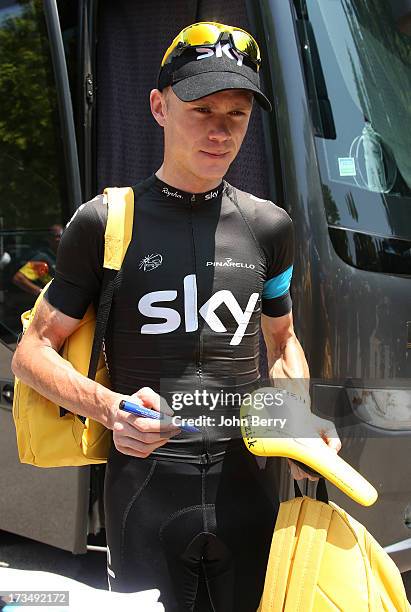 Christopher Froome of Great Britain and Team Sky Procycling during the second rest day of the 2013 Tour de France on July 15, 2013 in Orange,...
