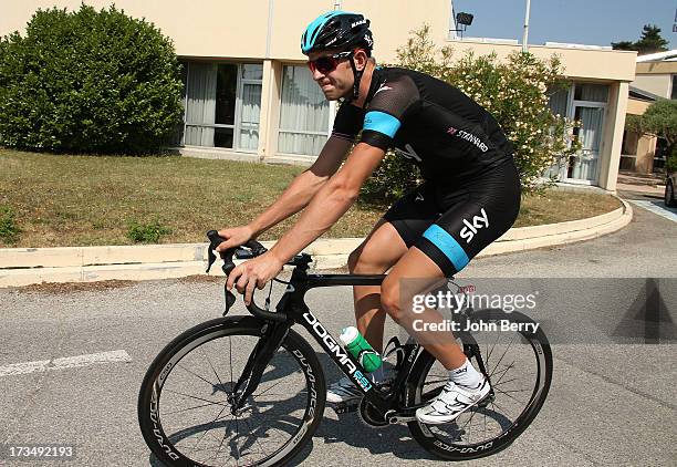 Ian Stannard of Great Britain and Team Sky Procycling rides during the second rest day of the 2013 Tour de France on July 15, 2013 in Orange,...
