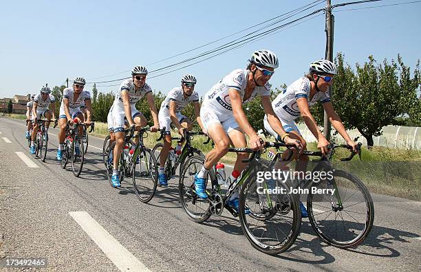 Riders of Team Argos-Shimano in action during the second rest day of the 2013 Tour de France on July 15, 2013 in Orange, Vaucluse, France.