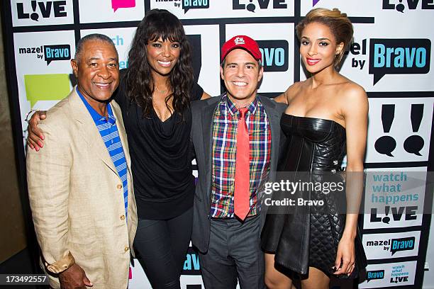 Pictured : Ozzie Smith, Aisha Tyler, Andy Cohen and Ciara -- Photo by: Charles Sykes/Bravo/NBCU Photo Bank via Getty Images