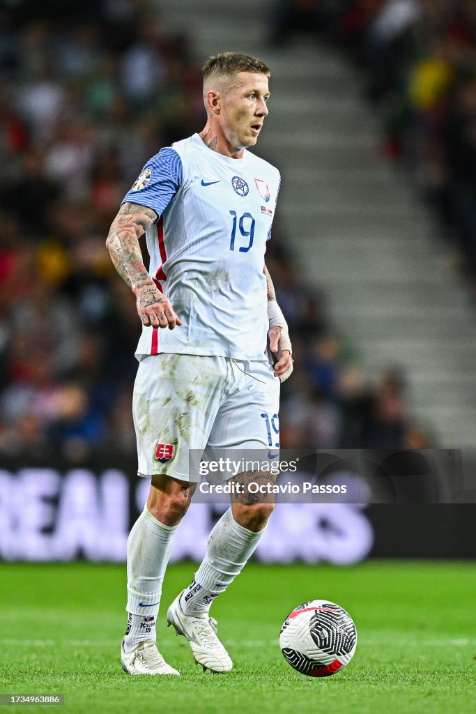 Juraj Kucka of Slovakia in action during the UEFA EURO 2025 European